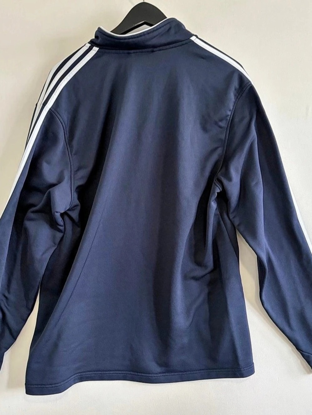Adidas 1/4 Zip Track Pullover Shirt Mens L Navy Blue Stripe Sweatshirt